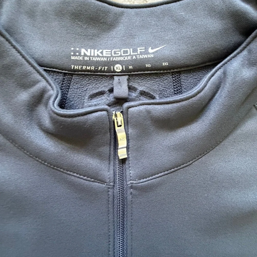 Nike Golf Therma-FIT Mens XL Quarter‎ Zip Pullover Gray Black Colorblock Fleece
